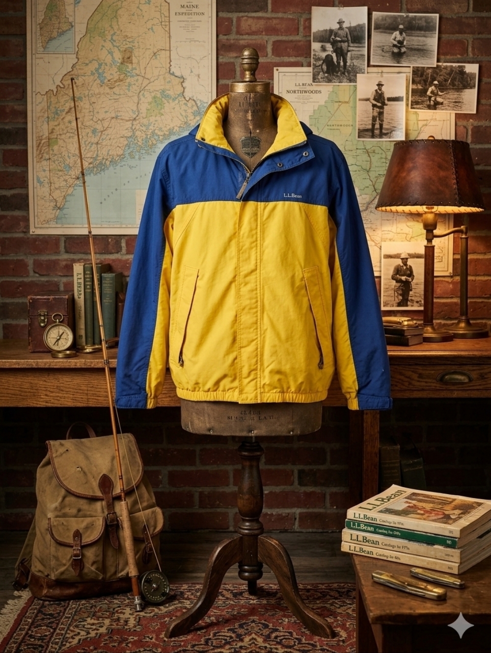 L.L.Bean Vintage Colorblock Hooded Jacket – Men’s XL – Yellow/Navy